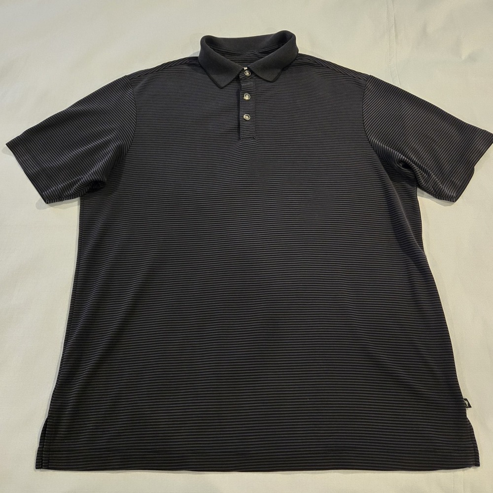 Tommy Bahama Men's Soft Polo Shirt Short Sleeve Black‎ Gray Stripes Golf  Medium